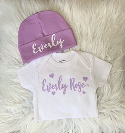Personalized infant onesie and hat