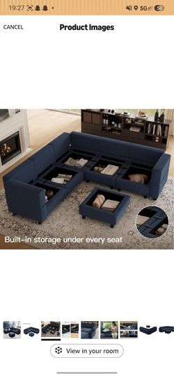 Blue Belffin Modular Sectional Sofa - L shape