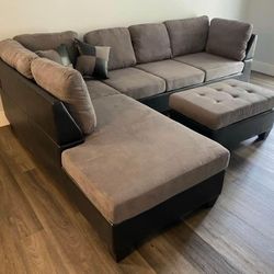 Brand New Beige Sectional Sofa-Couch
