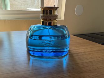 Blue Glass Fragrance Bottle with Gold Cap