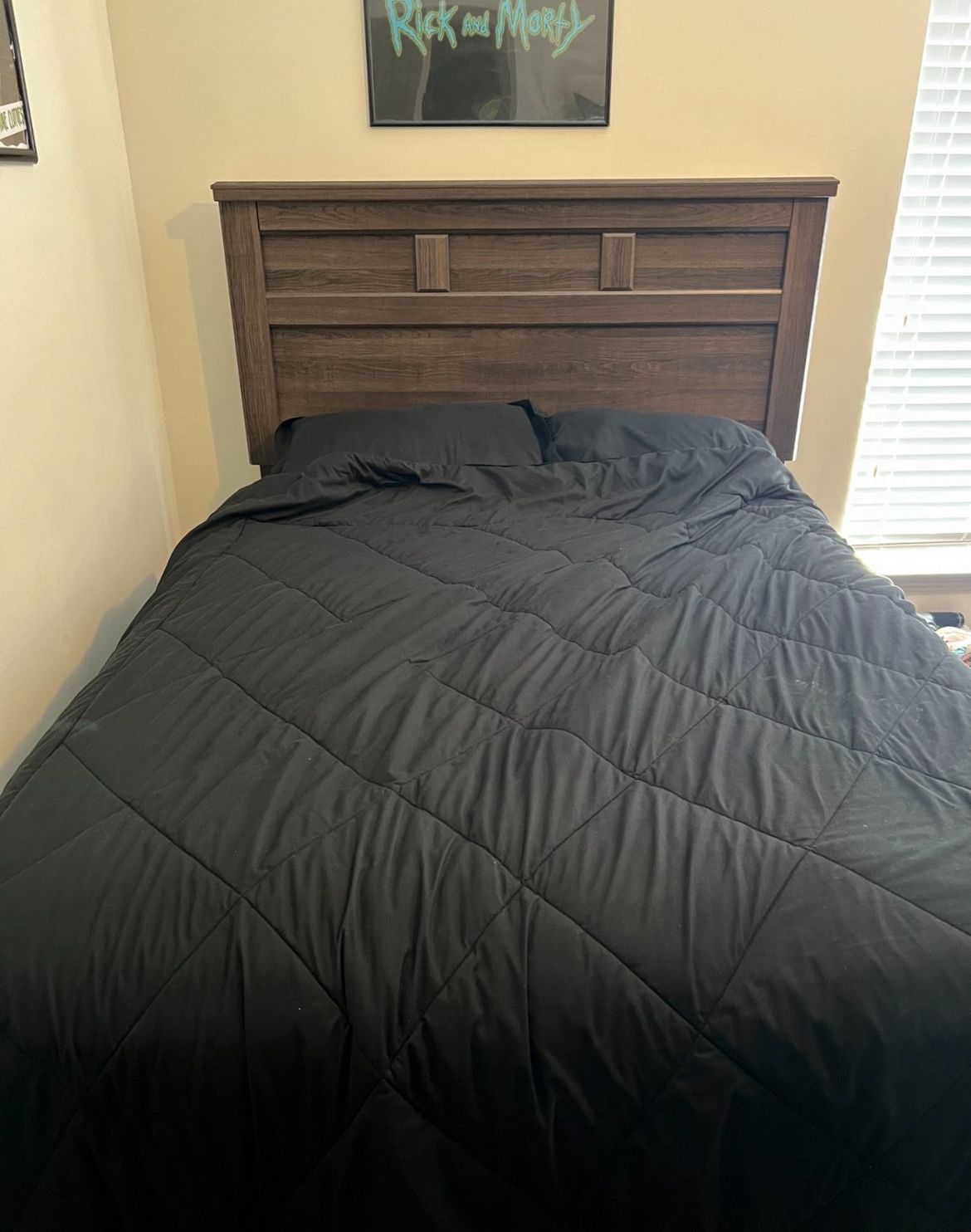 Full/Queen Bed Frame + Headboard + Dresser β $250