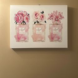 Pink Perfume Bottle Canvas Wall Art 18x24