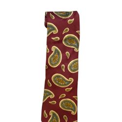 Burberry Red and Gold Tie Elegant Accessories EUC