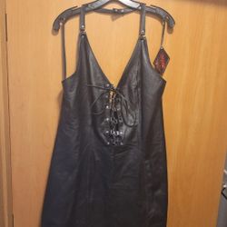 plus size Leather halter dress