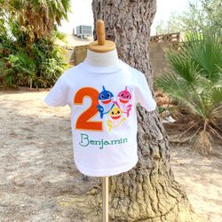 Baby Shark Family Custom Embroidered Birthday Shirt