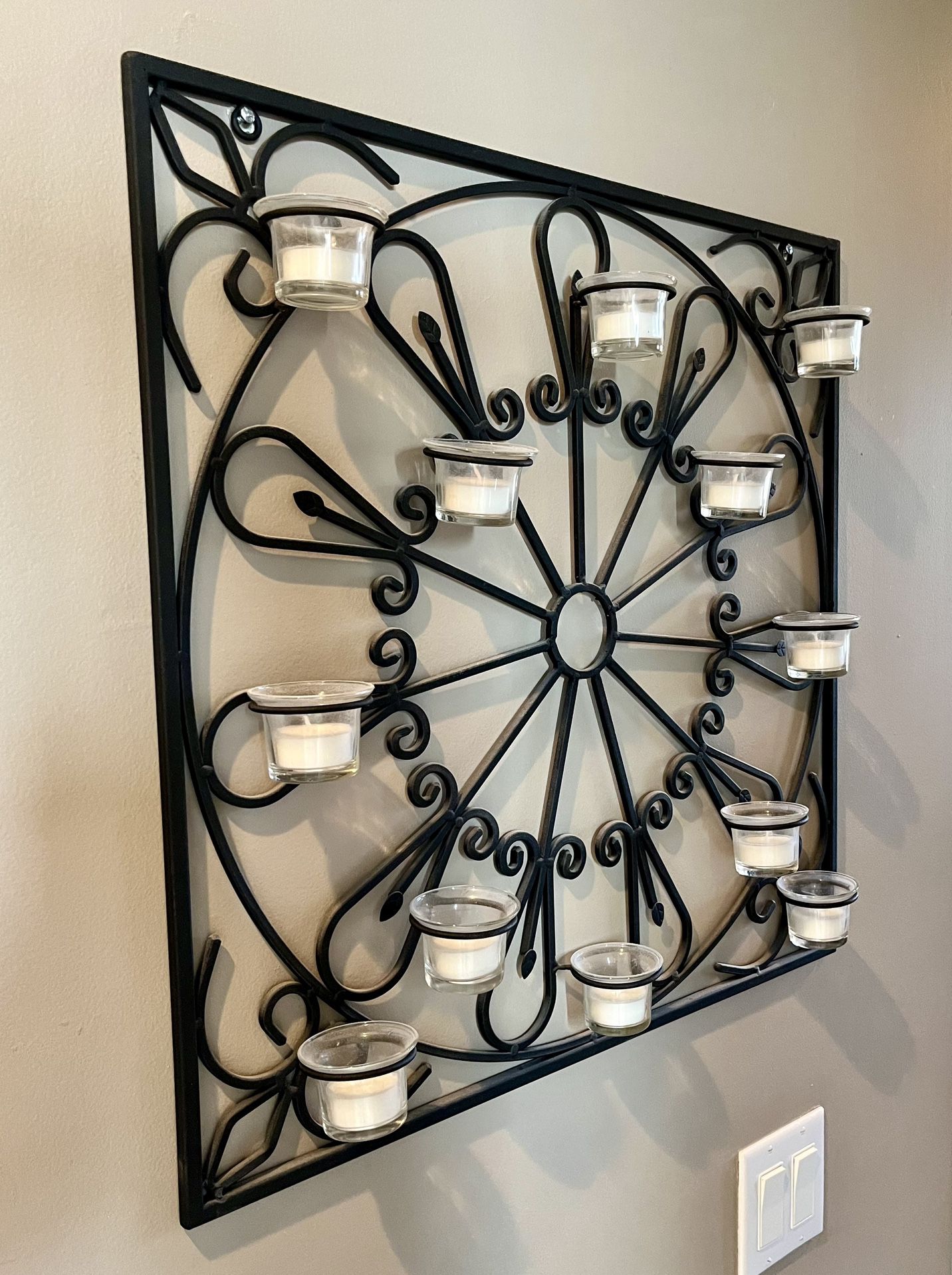 Iron Wall Hanging Votive Candle Holder Decor Spa