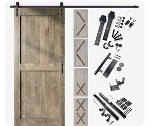80" Height Finished & Unassembled Single Barn Door with Non-Bypass Installation Hardware Kit (5-in-1 Design) - Retail $429.00