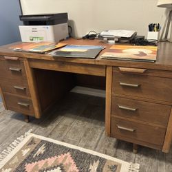 Jofco Mid Century Vintage Executive Walnut Desk