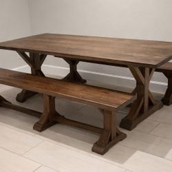 Solid Wood Farmhouse Dining Table 