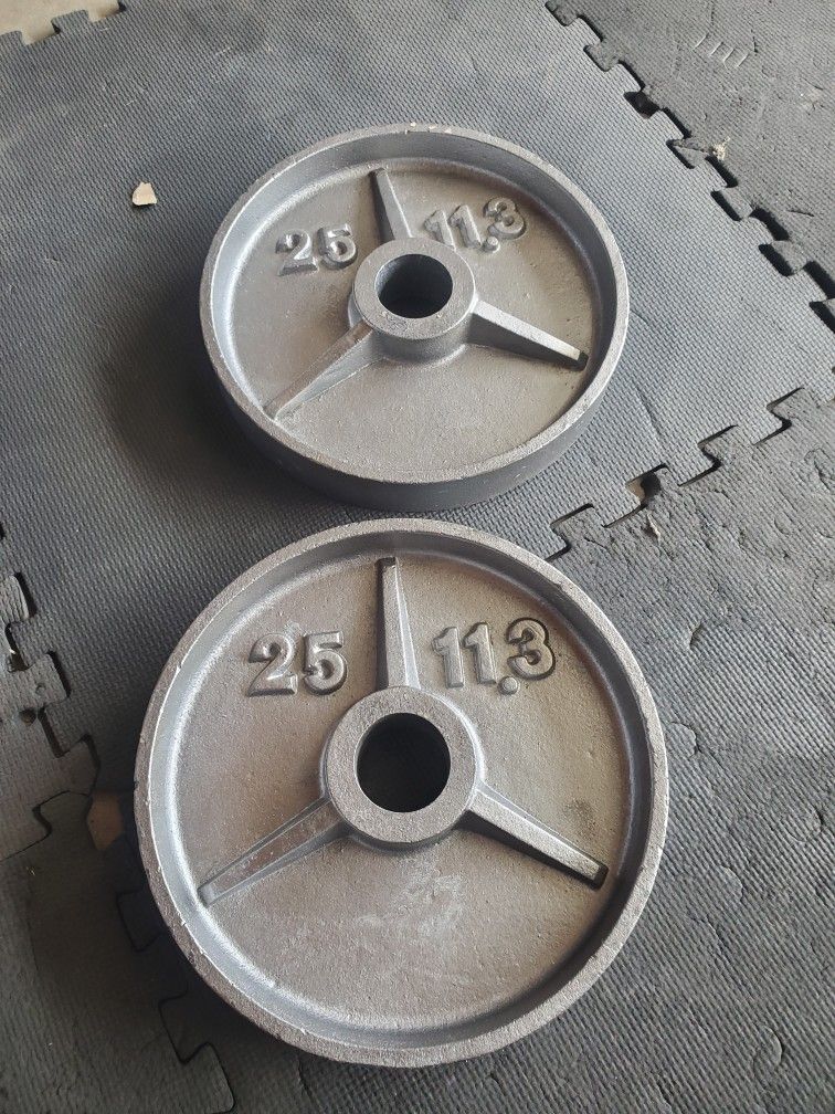 Set Of 2x25lbs Olympic Weights Thats 50lbs Together..