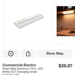 Commercial Electric Direct Wire Aluminum 18 in. LED White CCT Changing Under Cabinet Light