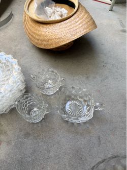 Vintage Pressed Glass different size and shapes small bowls and trays. Each $5 and if you buy in bulk, will give you much discount. Beautiful vintage