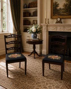 Elegant Antique Sheraton Style Side Chairs – Set of 2