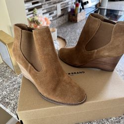 Brown Suede Wedge Ankle Boots 