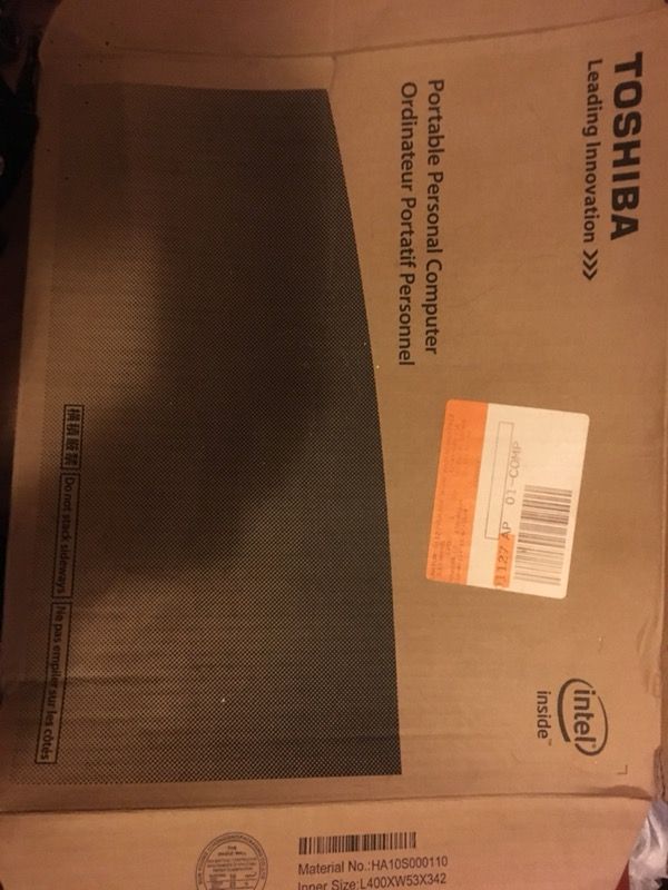Toshiba satellite laptop in the box! Original paperwork comes with newer high quality Targus laptop BAG!