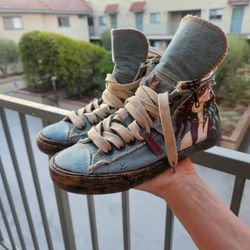Hand made denim shoes hippie grundge