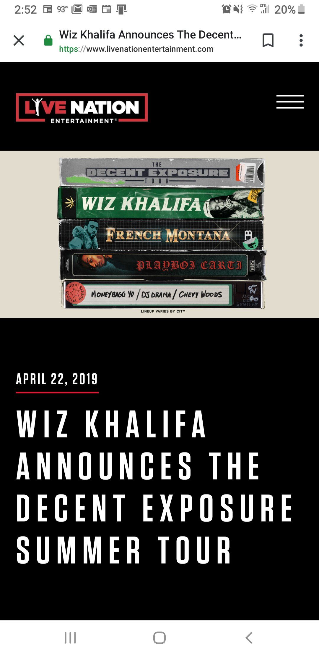 Wiz Khalifa 2019 Decent Exposure Tour Jiffy Lube Live July 19th