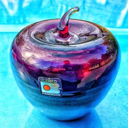 BLENKO amethyst purple art glass apple paperweight