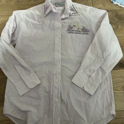 Vintage XS 80’s Designer Lavender Button Down Cropped Blouse.