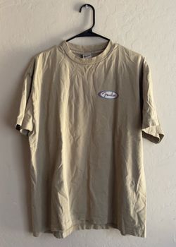 Vintage 90s Fender Graphic Logo T-shirt Tan Size XL Made In The USA