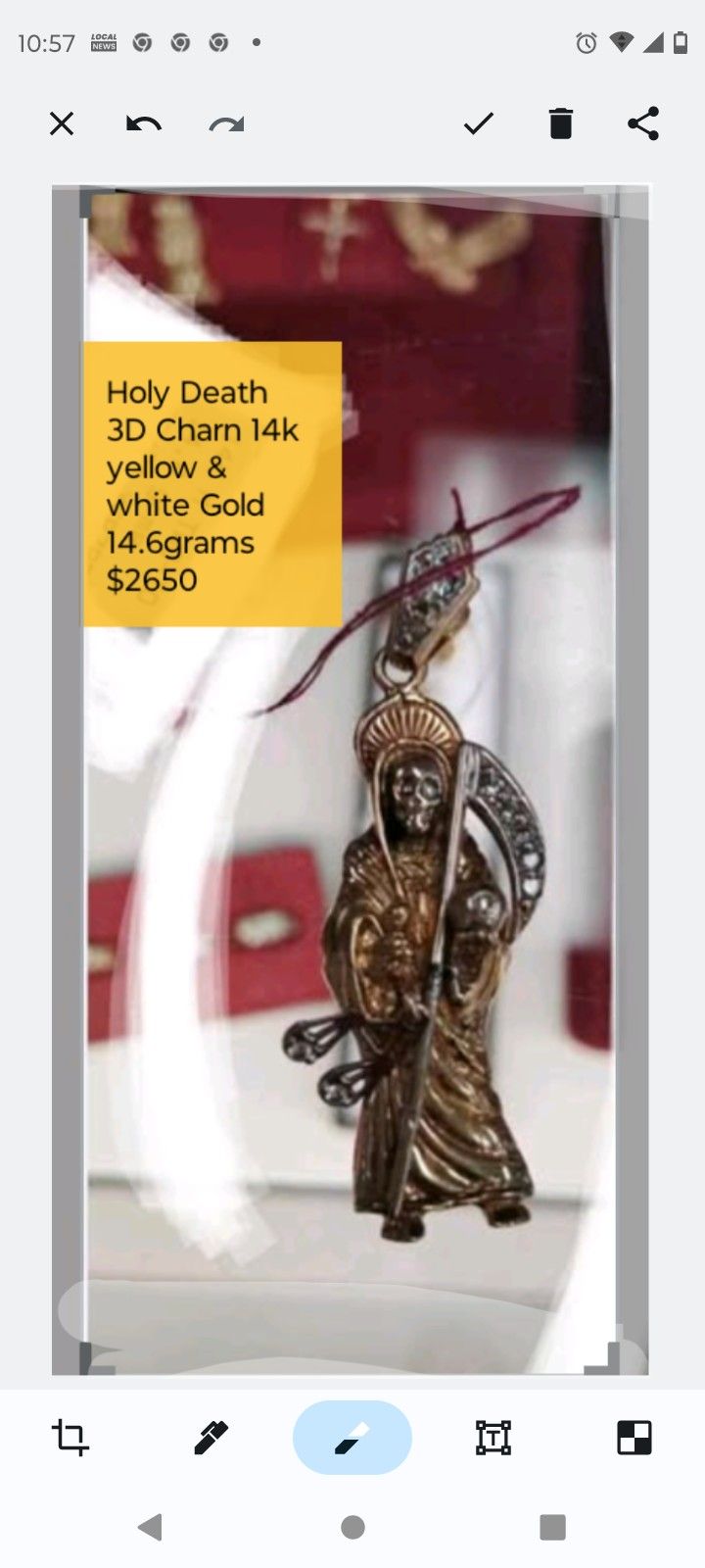 Holy Death Santa Muerte 3D Charm Pendant