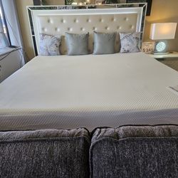 Brand new cream LED queen bedframe