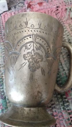 Vintage silver plated cup engraved & stamped
