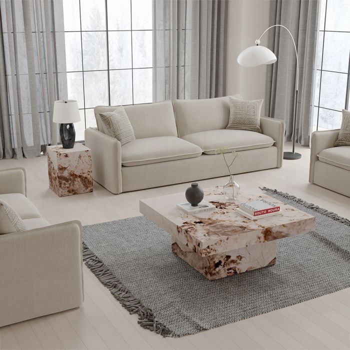 COFFEE TABLE NATURAL ENGINEERED STONE FINISH (AC) $399 END TABLE $179