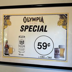 Vintage Olympia Beer Poster 14 X 20”