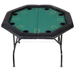 48" Octagon Poker Table Texas Blackjack Table with Leg & Cup Holders Inserts for 8/10 Player,Green Speed Felt Cloth
