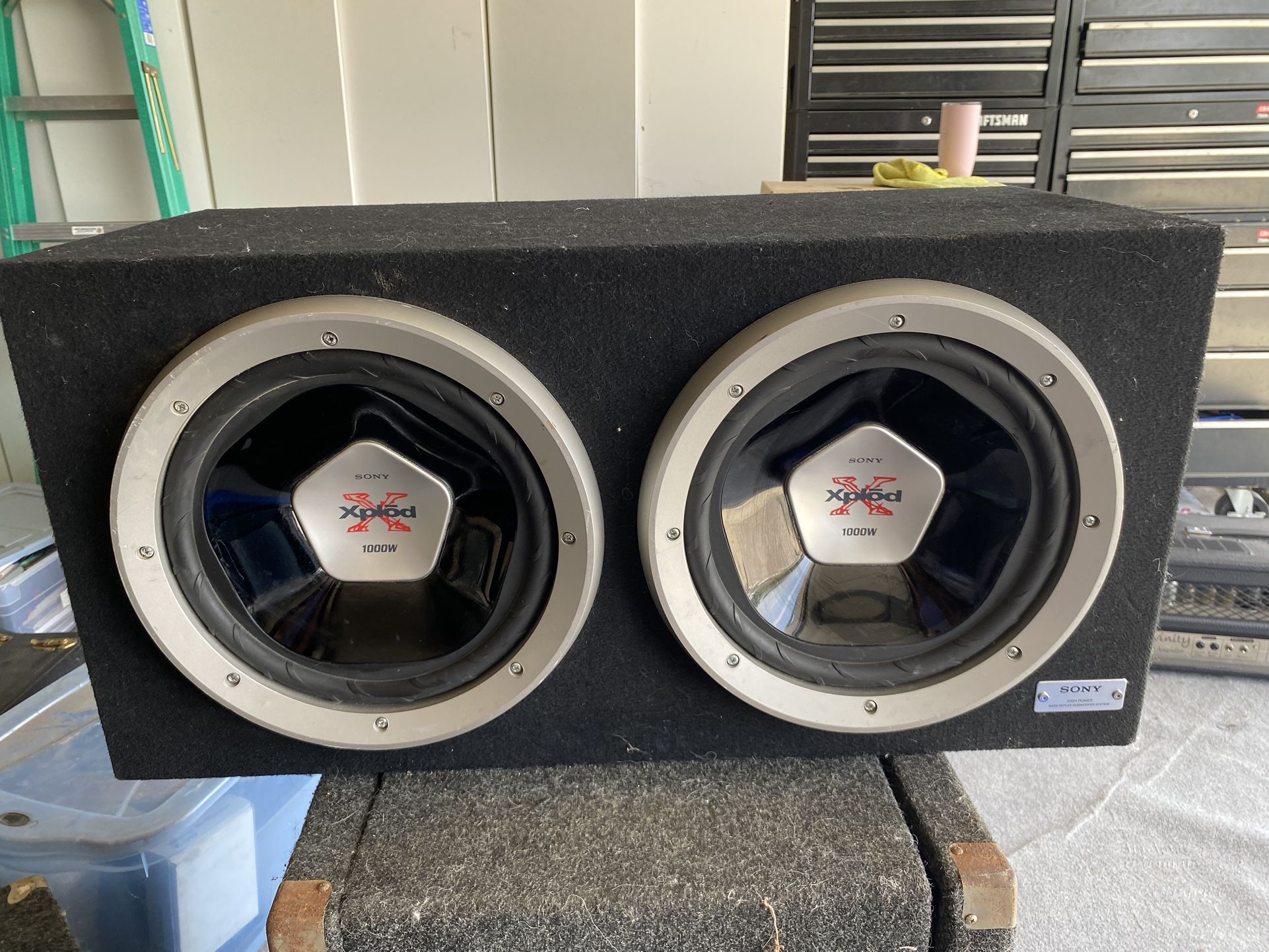 Sony XPLOD Dual 12” 1000 Watt Subwoofers In Speaker Box