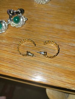 Gold-Tone Twisted Cable Open Hoop Earrings