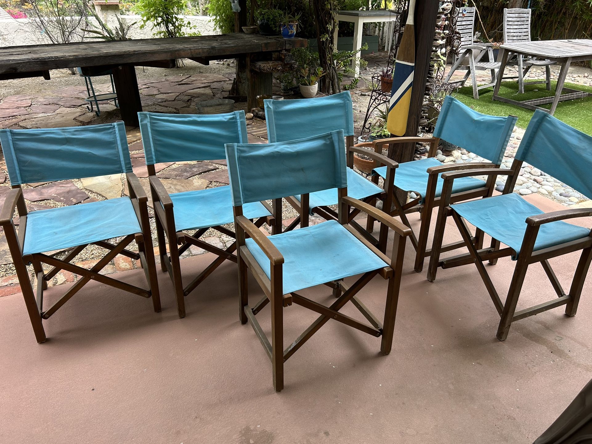 Pier One Outdoor Patio Folding Directors Chairs (6)