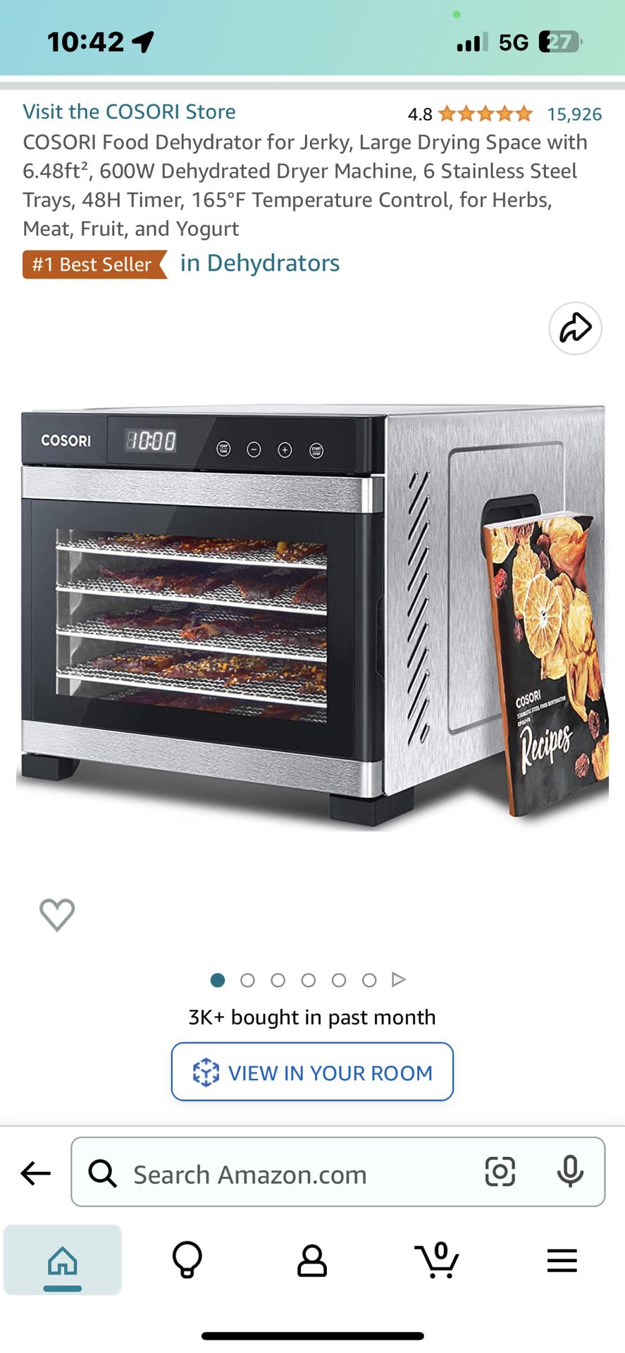  COSORI Food Dehydrator for Jerky, Large Drying Space