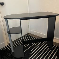 Small Black Computer/ Makeup Desk With 2 Side Shelves