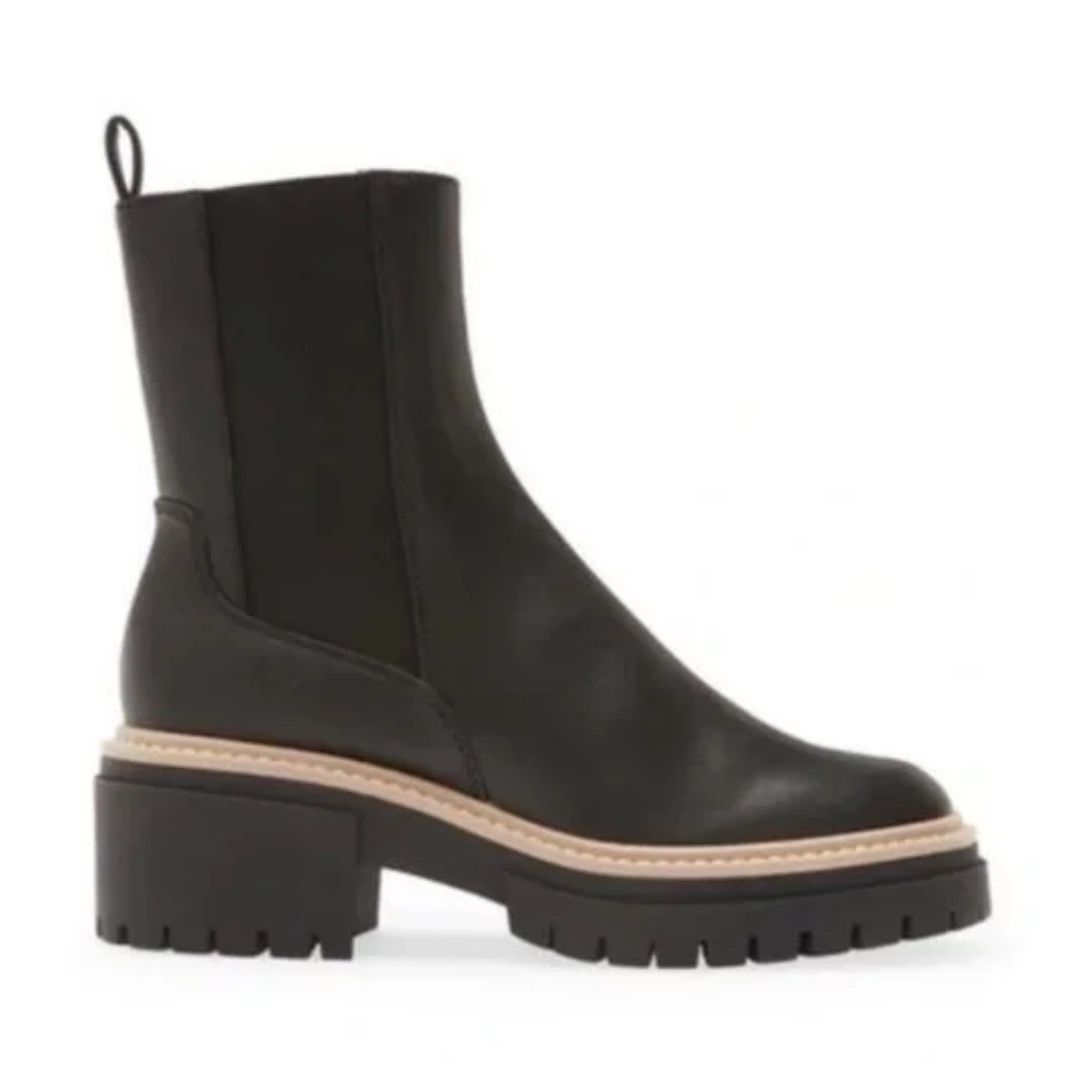 Open Edit Mya Lug Sole Chelsea Boot in Black at Nordstrom, Size 