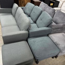 3-Seat L Shaped Small Sectional Couch Affordable Comfortable Sofa with Chaise($180 each)