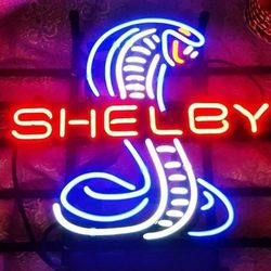 NEW Shelby Cobra Ford GT Mustang LED Light Neon Sign (Real Glass Tubes, 17x13) Muscle Car Garage Man Cave Wall Hanging Decoration Decor Sign