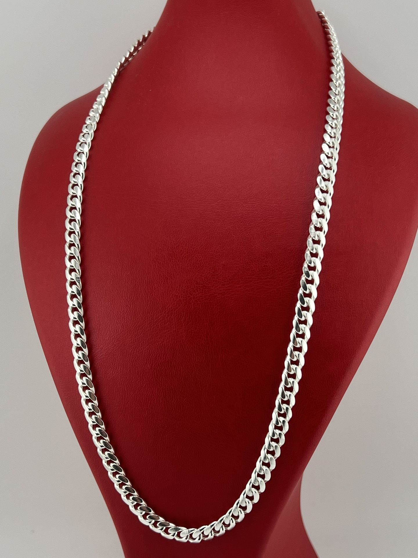 New925 sterling silver cuban link chain Necklace