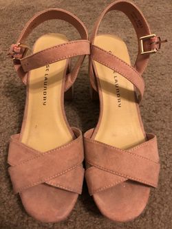 Pink suede heels