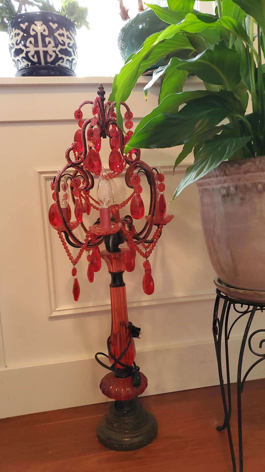 Red Chandelier lamp with bulbs