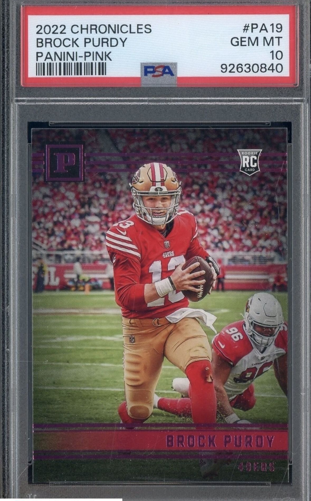 2022 Panini Chronicles Panini Pink #PA19 Brock Purdy 49ers RC Rookie PSA 10