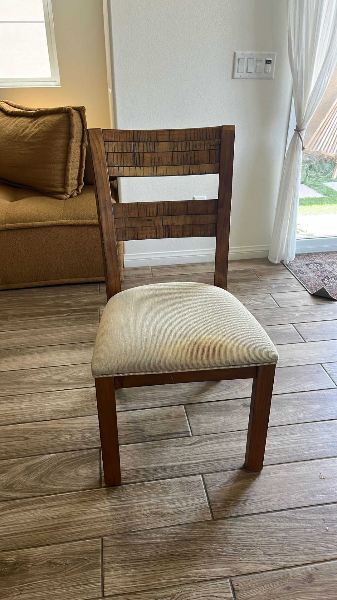 Upholstered Wooden Dinning Chair (Slight Bleaching)
