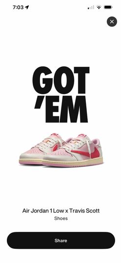 Travis Scott Jordan 1 Low Pink