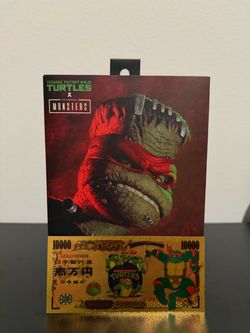 NECA TMNT Raphael as Frankenstein’s Monster Figure + Gold TMNT Bill