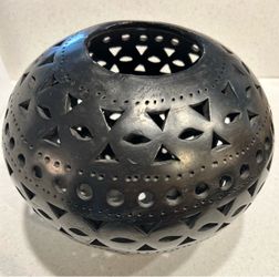 1970’s Signed Doña Rosa Oaxaca Barro Negro Pottery Large 11"x9" Luminary Dome 15% Off