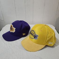 L.A.Lakers Purple Hat & Yellow Hat Size 7 1/8 Gently Used Great Condition $15 Each 
