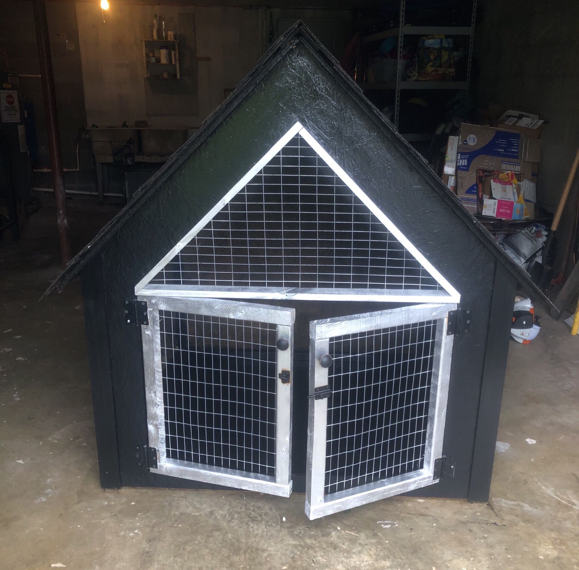 Black with silver accent large dog house/coop/bunny house