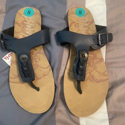 New With Tags Blue Sandals With Button 