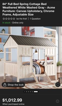 Cottage Bed White Wash Gray